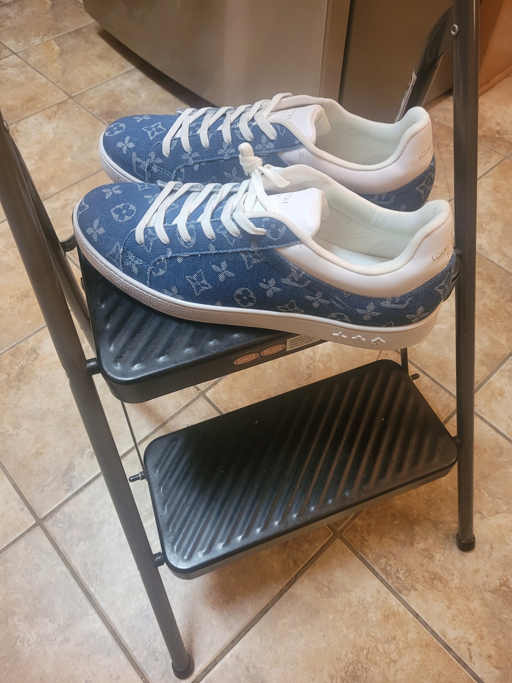 Men's Blue Monogram Denim Sneakers - Luxury Designer Style - Picture 2 of 7